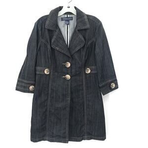 Baccini Dark Wash Button Front‎ Jean Dress Pockets